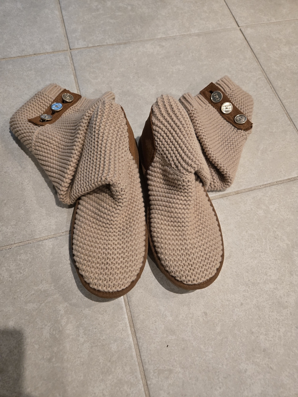 UGG Tan Knit Button Boot - Picture 2 of 5